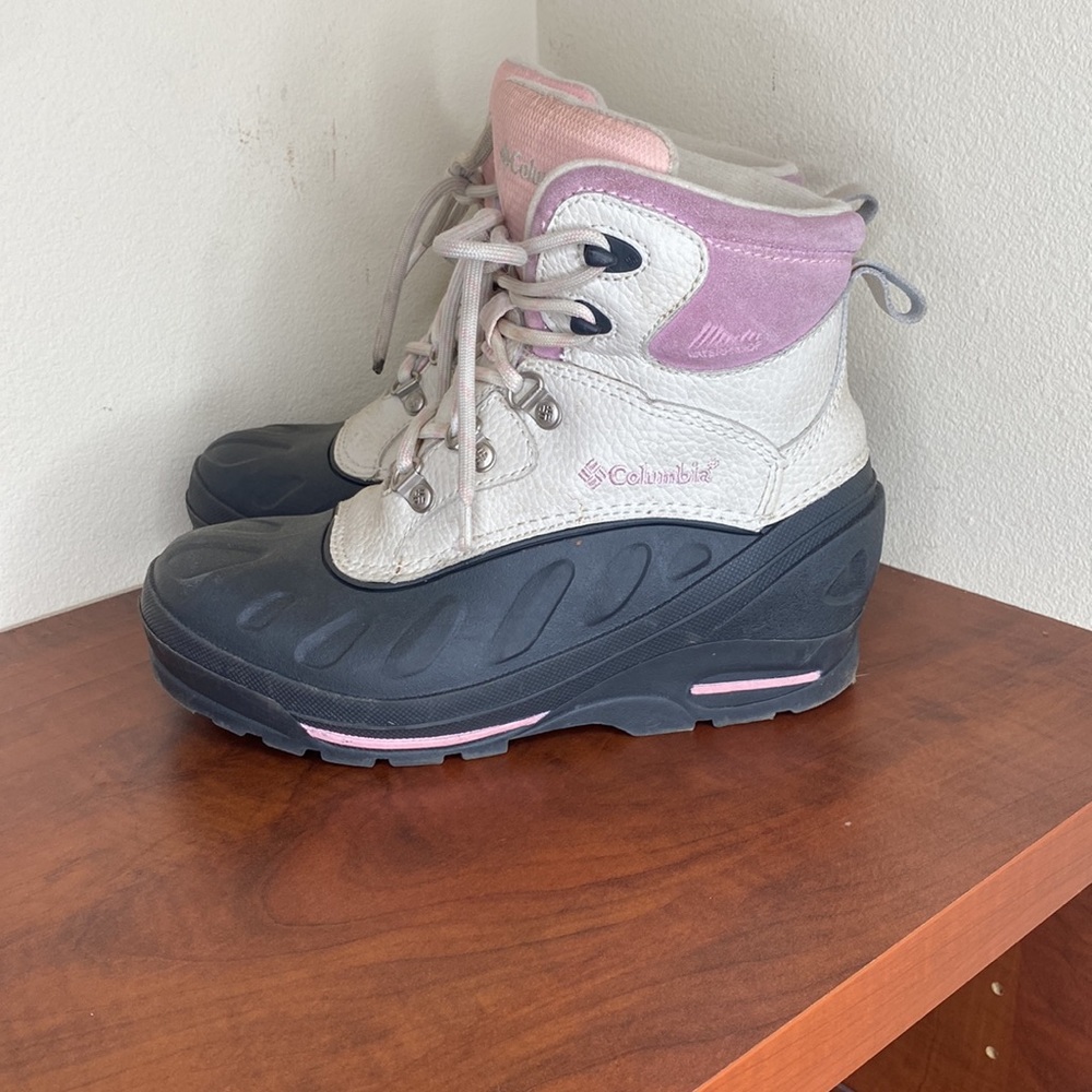 Columbia Youth Big Girl’s Snow Boots, Size 4, Black, Pink, White - Picture 1 of 10